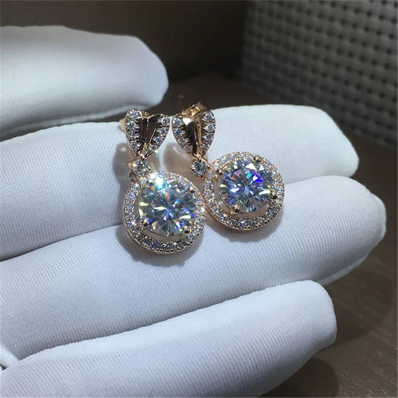 Real 14K Gold Jewelry Earring Women Fine Aros Mujer Oreja Pink Earrings for Women Orecchini 14 K rose Gold Bizuteria Jewelry