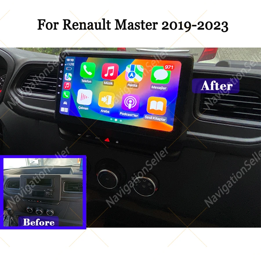 

VIGOHI Car Radio For Renault Master 2019-2023 Carplay Android Auto Stereo Head Unit Multimedia Player GPS Navigation no 2din DVD