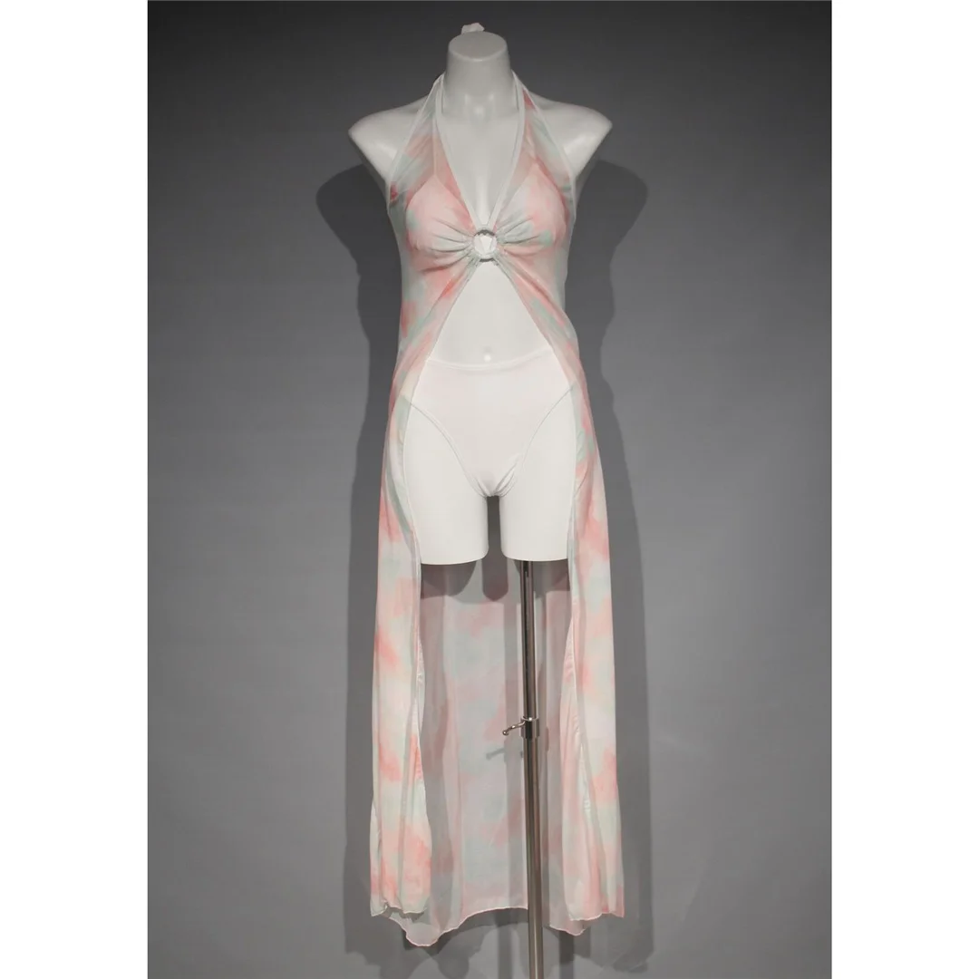 S - XXL 3-teiliges Set mit Überzug Neckholder-Bikini Damen-Badeanzug Frauen-Bademode Dreiteiliges Bikini-Set Badebekleidung Badeanzug K7436 – Detail 7