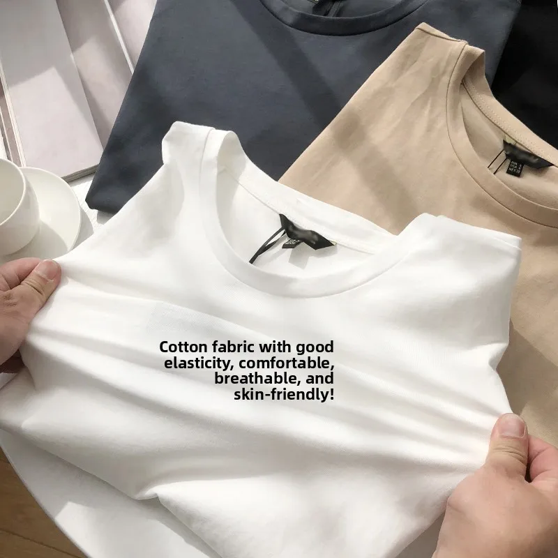 

Comfortable Breathable Women's ort Sve T-irt Pure Color Versatile Simple Design Premium Combed Cotton Single~M Series