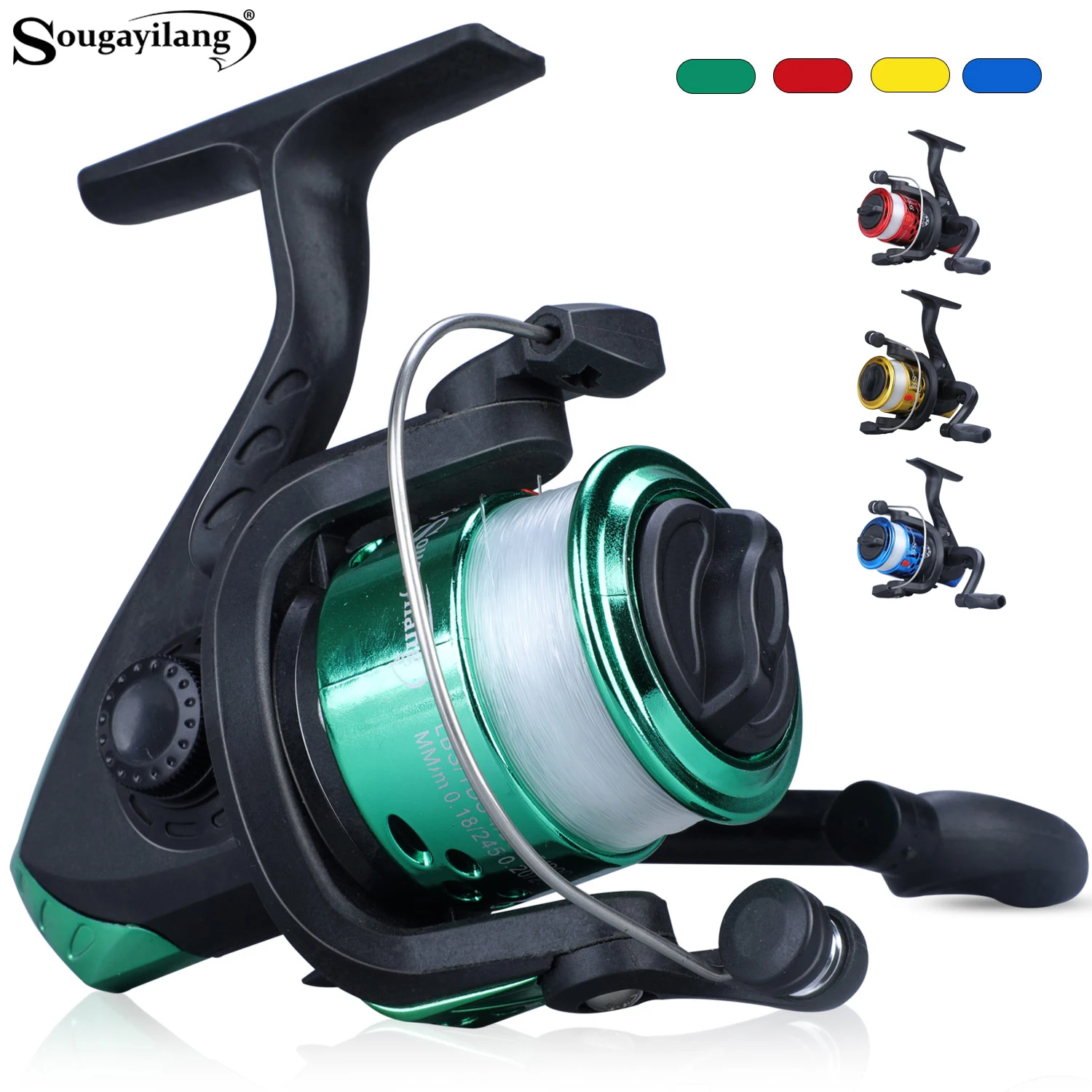 Sougayilang Spinning Reel Available in 4 Colors and 3 Bearings with Precise Transmission and High-strength Wire Guide Design