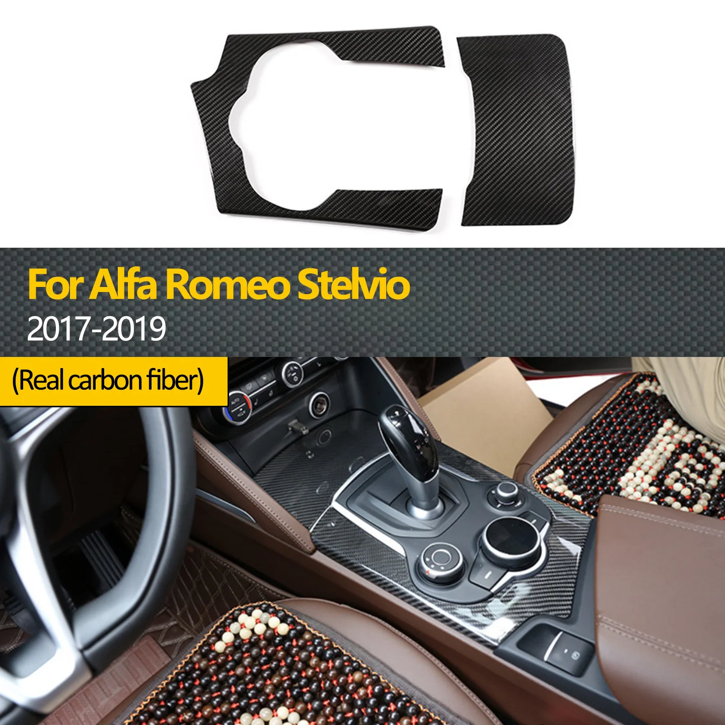 

Dry carbon fiber interior central console cup holder car frame automotive central control trim suitable for Alfa Romeo Giulia