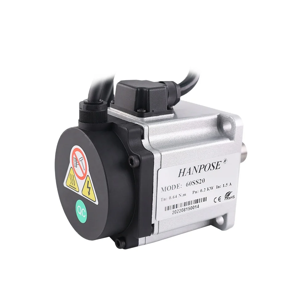 

High Performance 60 Mini Ac Servo Motor Kit Servo Driver Kit 200w 60ss20 0.64n.M 1.5a 3000-6000rpm for Cnc Milling Machine 0.2kw