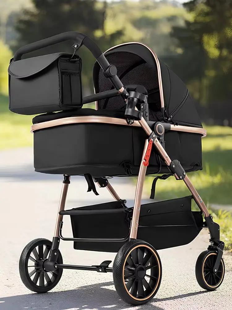 Baby-Kinderwagen 3-in-1 Reisesystem für Neugeborene, Leichter Kinderwagen mit Babytragetasche, Babyschale, Umkehrbarem Sitz, Faltbarer Buggy, Stoßdämpfung, EVA-Rädern, Babyzubehör 0-36 Monate