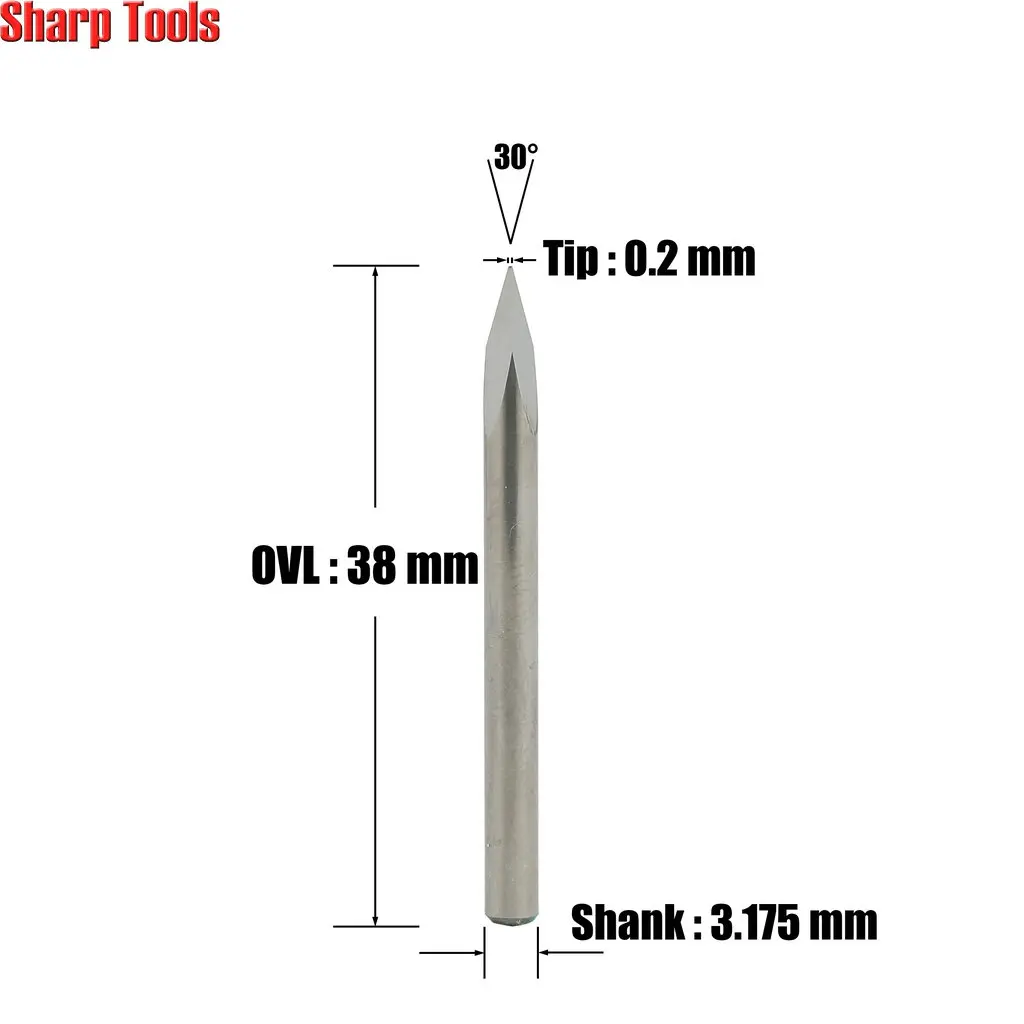 30 มุม 3.175x0.2 มม.3 หน้าพีระมิด PCB แกะสลัก Bits CNC Router เครื่องตัดโลหะแกะสลัก V-Shape คาร์ไบด์ End Mill เครื่องมือ