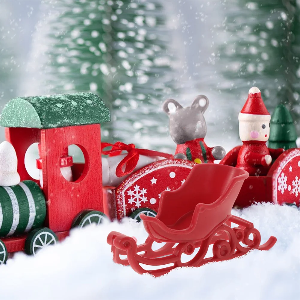 

10Pcs Miniature Sleigh Ornament Crafted Plastic Christmas Decor Desktop Centerpiece Party Favors Festive Holiday Crafting