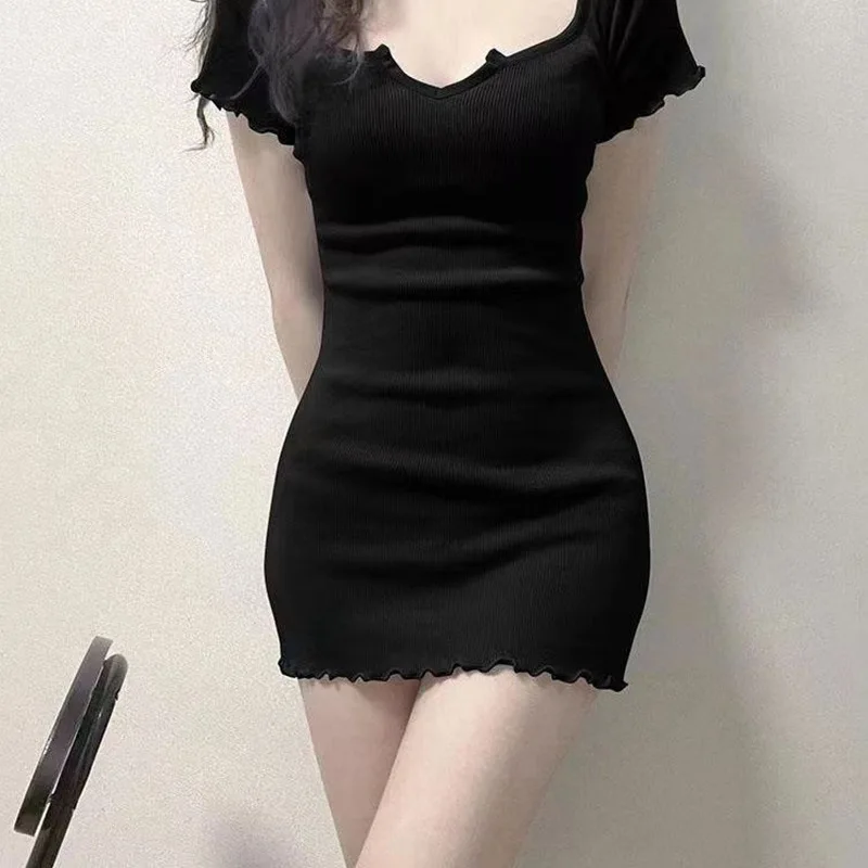 

Women's INS Style Sexy U-Neck Slim Fit Bodycon Mini Dress Korean Version Elegant & Sultry Wholesale