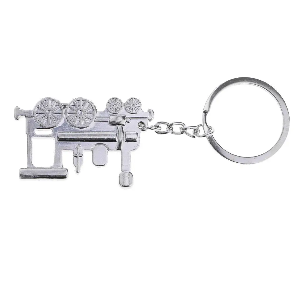 Silver Locomotive Train Metal Key Pendant Wear Resistant Cute Key Chain for Men Women Travel Accessory
