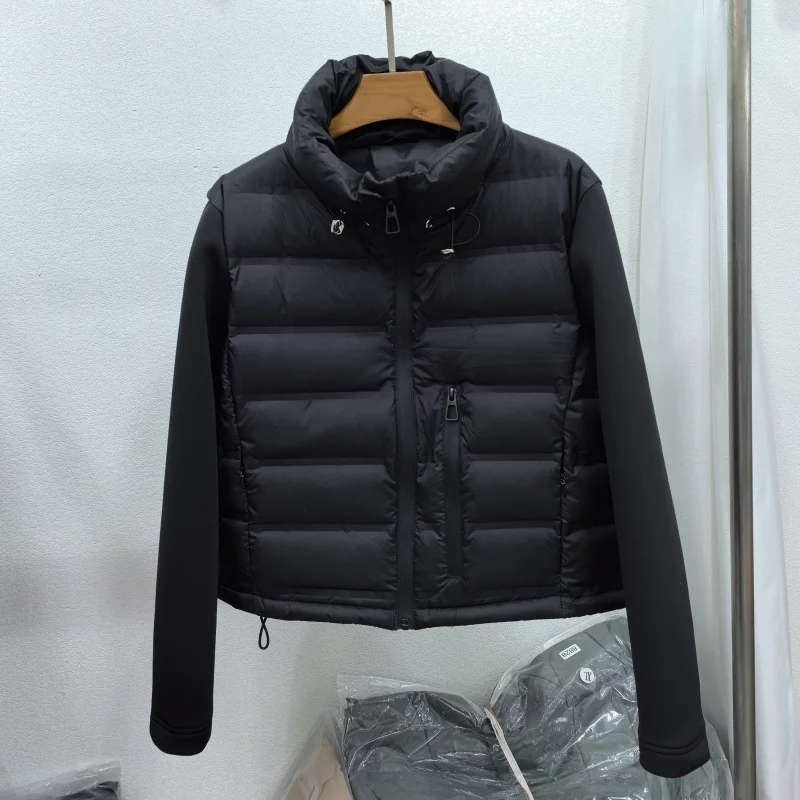 2025 Autumn Winter Women 90%White Duck Down Jacket High Neck Long Sleeve Adjustable Top Female Warm Puffer Coat Outwear