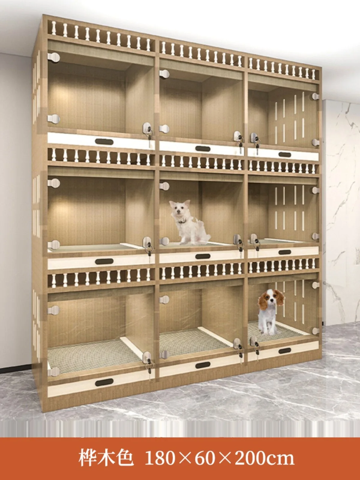 

Small dog display cabinet, dog cage, solid wood waterproof, easy to clean