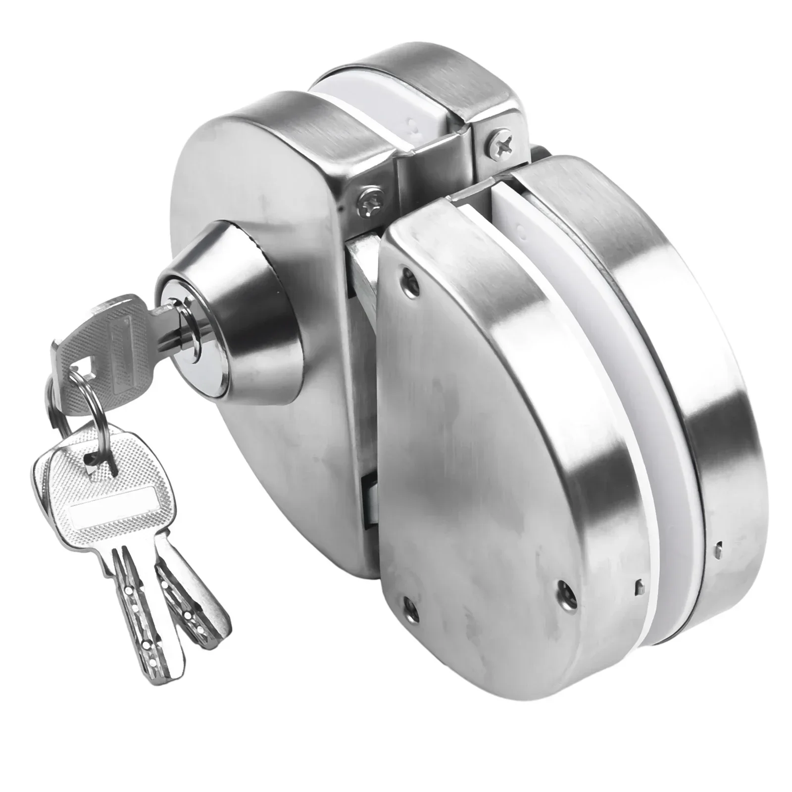 Double Bolt Stainless Steel Glass Door Lock with Sliding Control for Frameless Toughened Glass Doors with Key Locking System