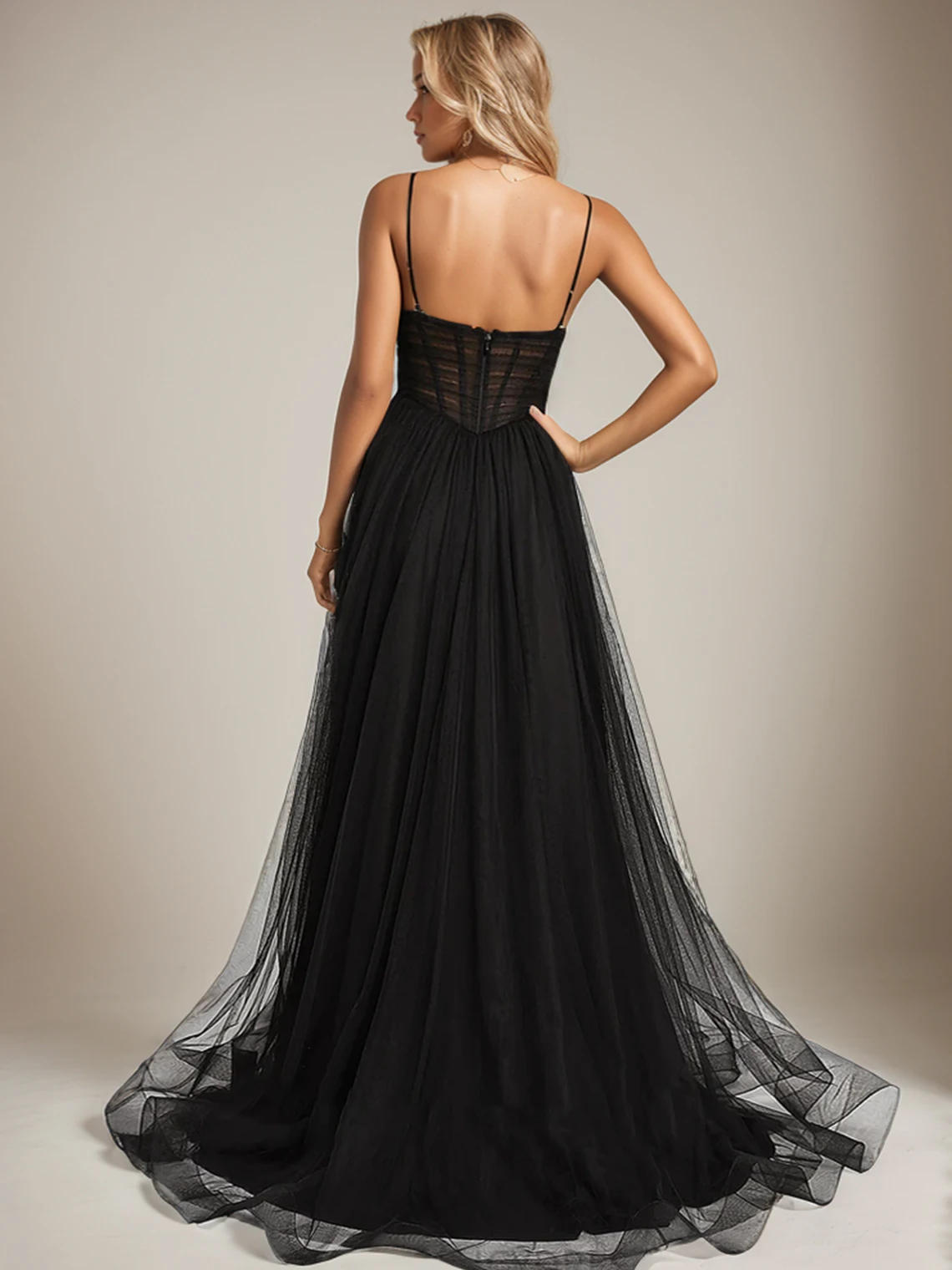 أزياء أنيقة الأميرة فستان حفلات مسائية الخامس الرقبة بلا أكمام تول مطوي سويب تراين فستان الزفاف الضيوف 2025 مخصص مجاني