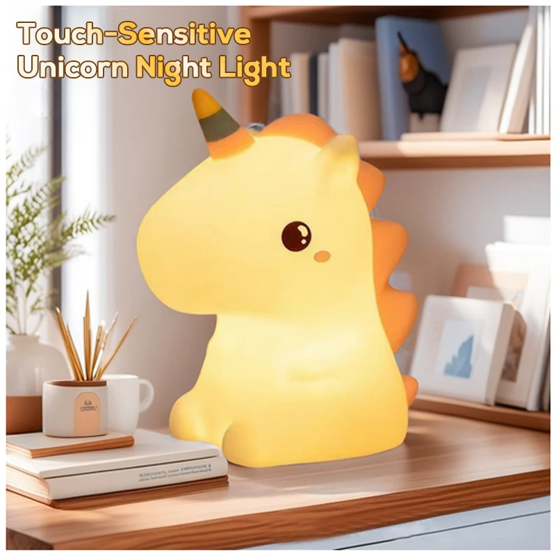Lampka Nocna Jednorożec USB Dotykowa Silikonowa LED Dekoracja Do Sypialni Prezent Dla Dziecka Różne Lampki Stołowe Dla Niemowląt Zabawka Antystresowa