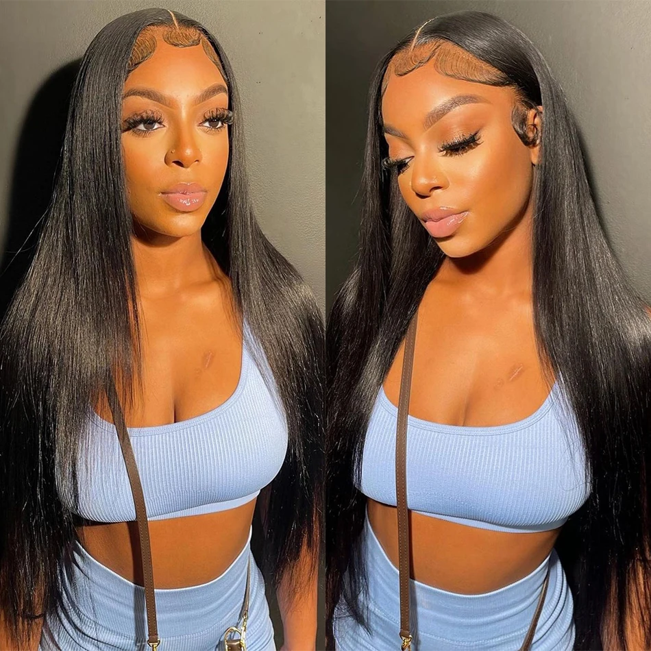 

30 34 Inch Straight 13x6 Transparent Lace Front Human Hair Wigs Brazilian Remy 180 Density 13x4 Lace Frontal Wig For Black Women