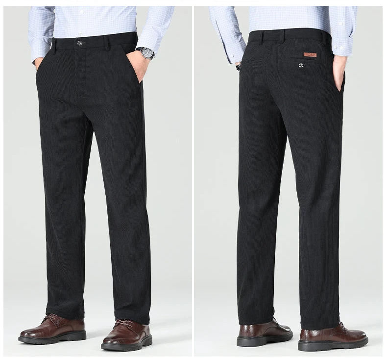 Business-Freizeithose für Herren, Cord-Anzughose, Herbst, formelle Anzughose, Braun, Marineblau, Khaki, 29–42 – Detail 5