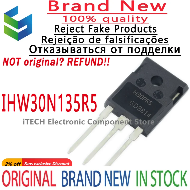 

10pcs/lot Original IHW30N135R5 H30PR5 TO-247 IGBT Tube Induction Cooker 1350V 30A 100% New and Genuine