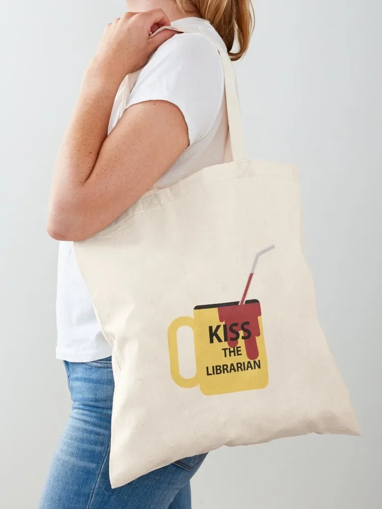 Kiss the Librarian Mug Tote Bag tote bag men large size bags hand bag ladies