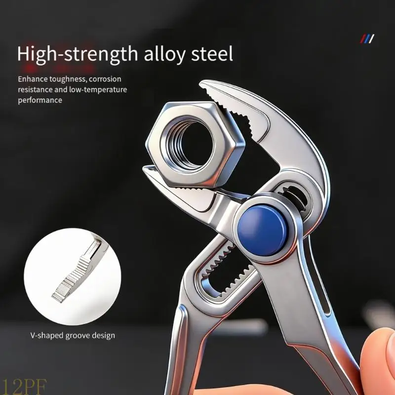 12PF Grooves Joint Plier Wide Opening Water Pumps Plier V-Jaw Tongue and Grooves Plier for Home Channel Lock Industrial Repair