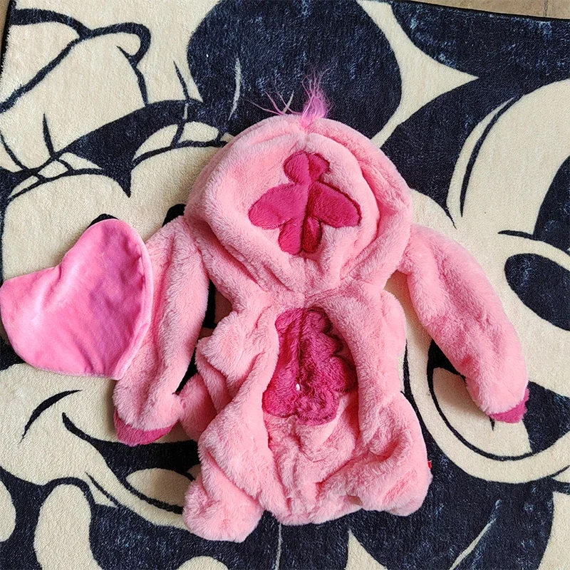 Disney-Kawaii Lilo e Stitch Plush Brinquedos, Anime Rosa, boneca de anjo colarinho grande, travesseiro semi-acabado, coldre de couro, presente para crianças, amor