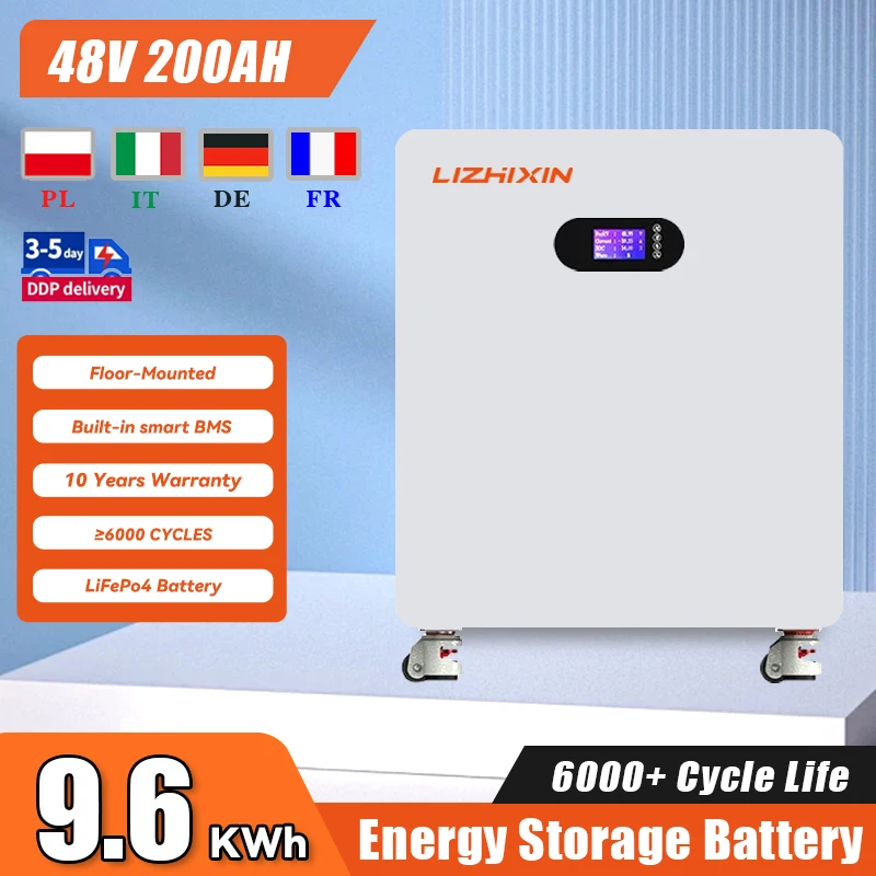 48V 200ah Floor Mounted 51.2V 100ah 300ah LiFePO4 Solar Power Battery Factory Portable Power Station 10kw Solar Power System