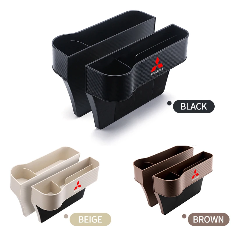 Car Seat Gap Filler Organizer Pocket Box For Mitsubishi Logo ASX Outlander Lancer Pajero Eclipse Galant Mirage Auto Accessories