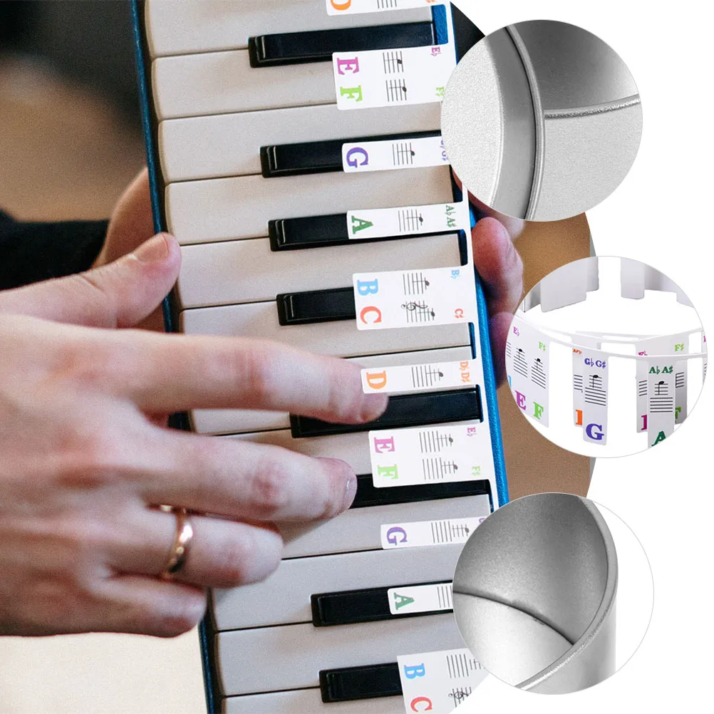 

2 Sets Key Strips Durable Non-Stick Removable Keyboard Labels Anti-Sweat Wear-Resistant Piano Learning Accessory Electronic