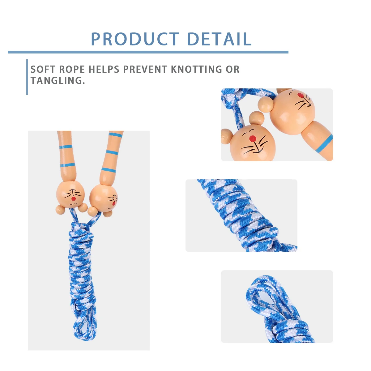 

2Pcs Skipping Rope for Kids Wooden Handle Children Jumping Ropes Cartoon Design Rope for Daily Training