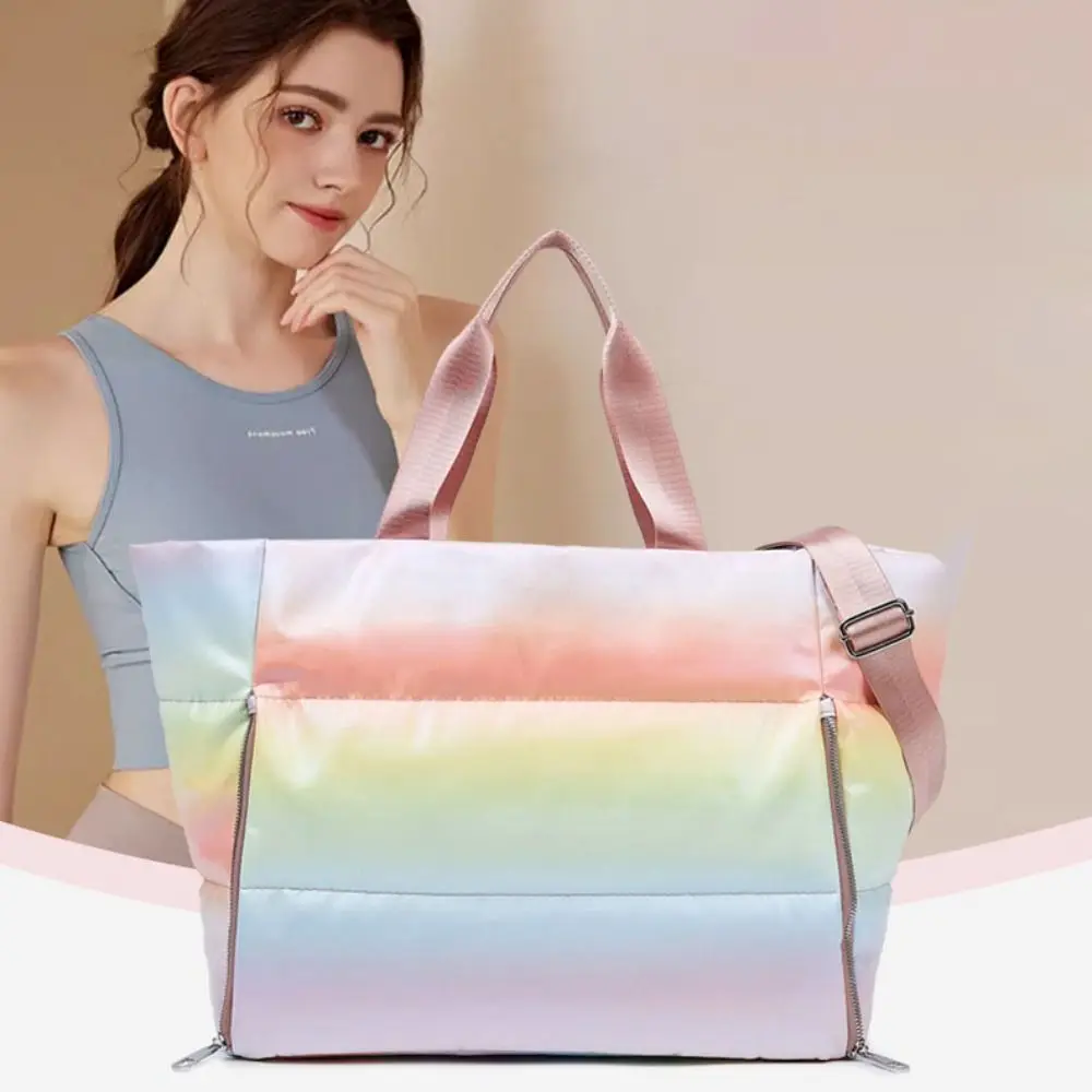 Large Capacity Women Gym Sports Bag LightWeight Dry Wet Separation Waterproof Swimming Bag Soft Shoulder With Zipper Handle