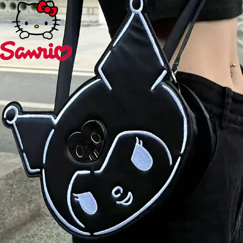 Sanrio Hello Kitty New Women's Shoulder Bag Black Cartoon Fashion Women's Shoulder Messenger Bag 3D Fashion Casual Messenger Bag