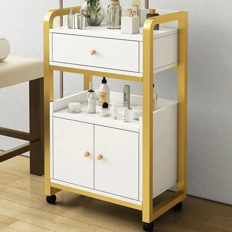 Utility Cart Salon Trolley with Wheels Commercial Hair Stylist Metal Cabinet Beauty Furniture Wagen Mit Rollen