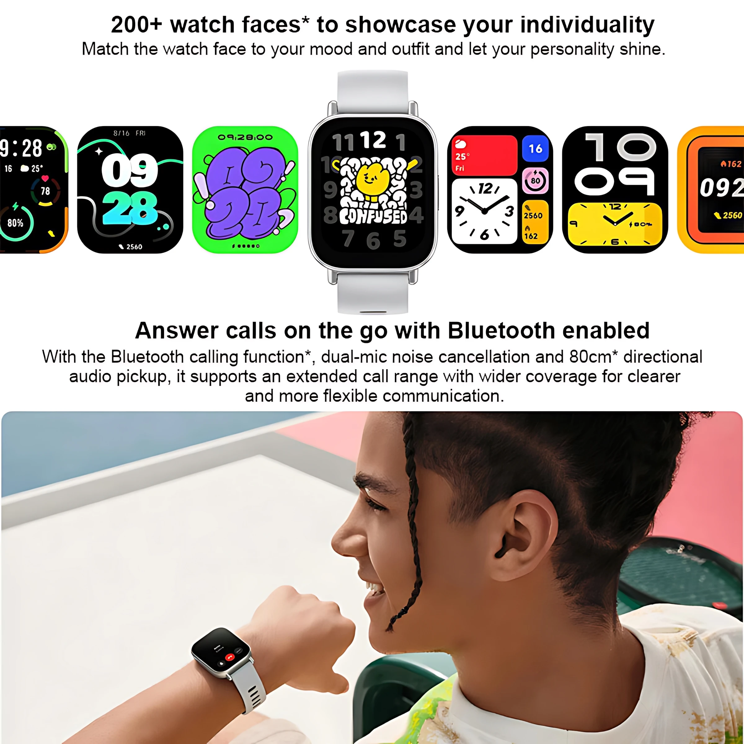 Globalna wersja dla Xiaomi Redmi Watch 5 Aktywny 2-calowy wyświetlacz Do 8 dni pracy na baterii 70+ trybów treningu Połączenia Bluetooth 5ATM