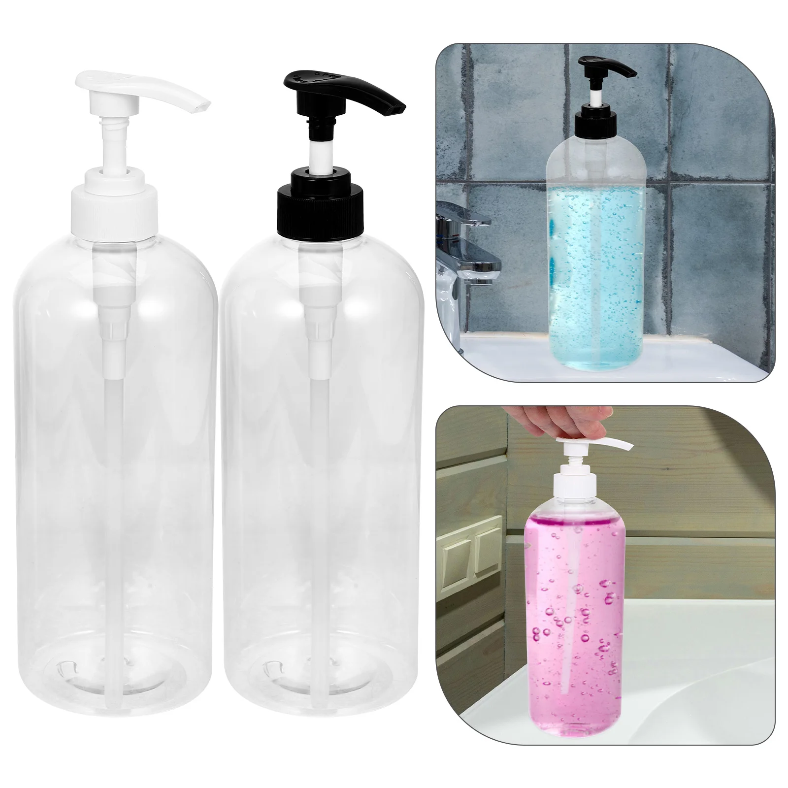 2 Pcs Travel Spray Bottle Squeeze Clear Soap Dispenser Shampoo and Conditioner Bottles Hand