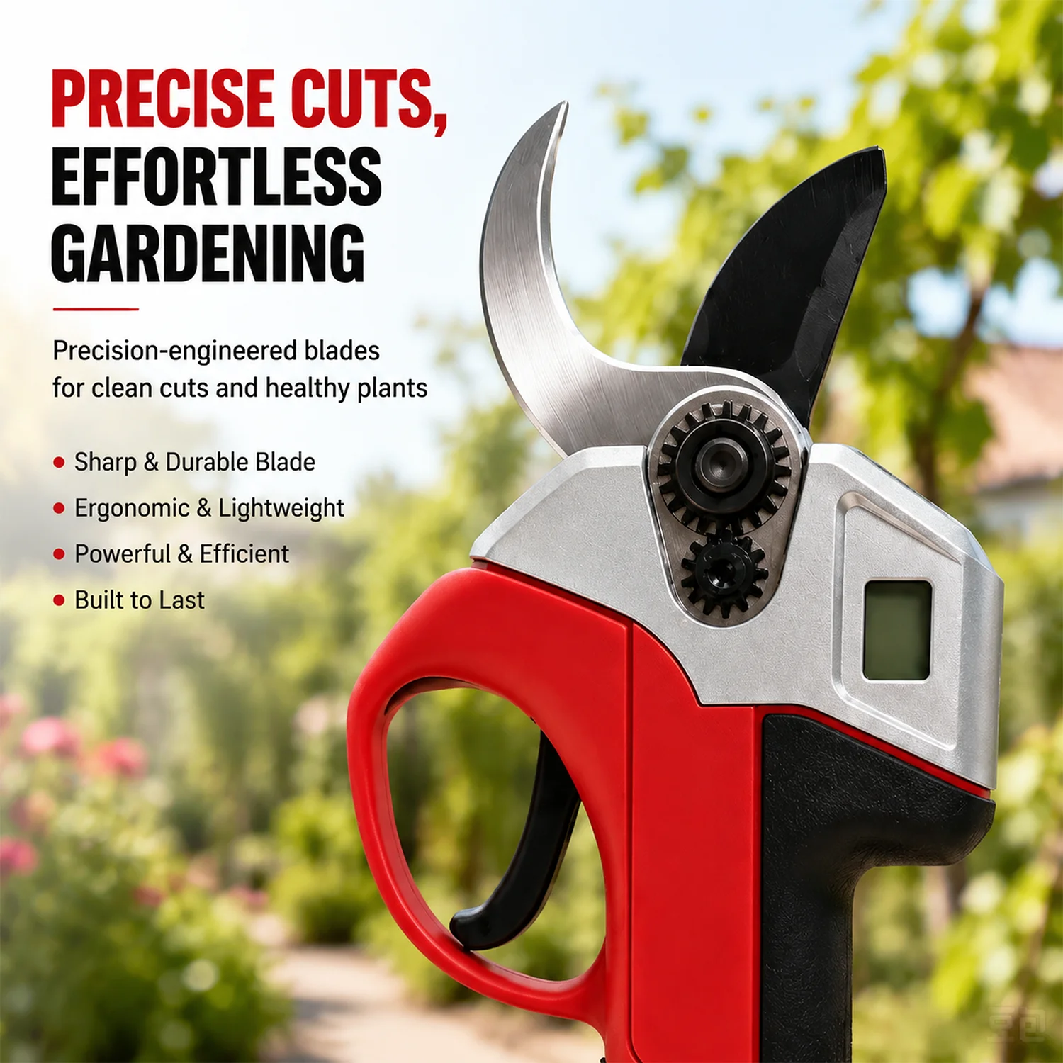 IONTOOL Portable Cordless Red Scissors 3.0CM Jaw Opening For Orchard Twig Cutting and Vine Tidy Working Device