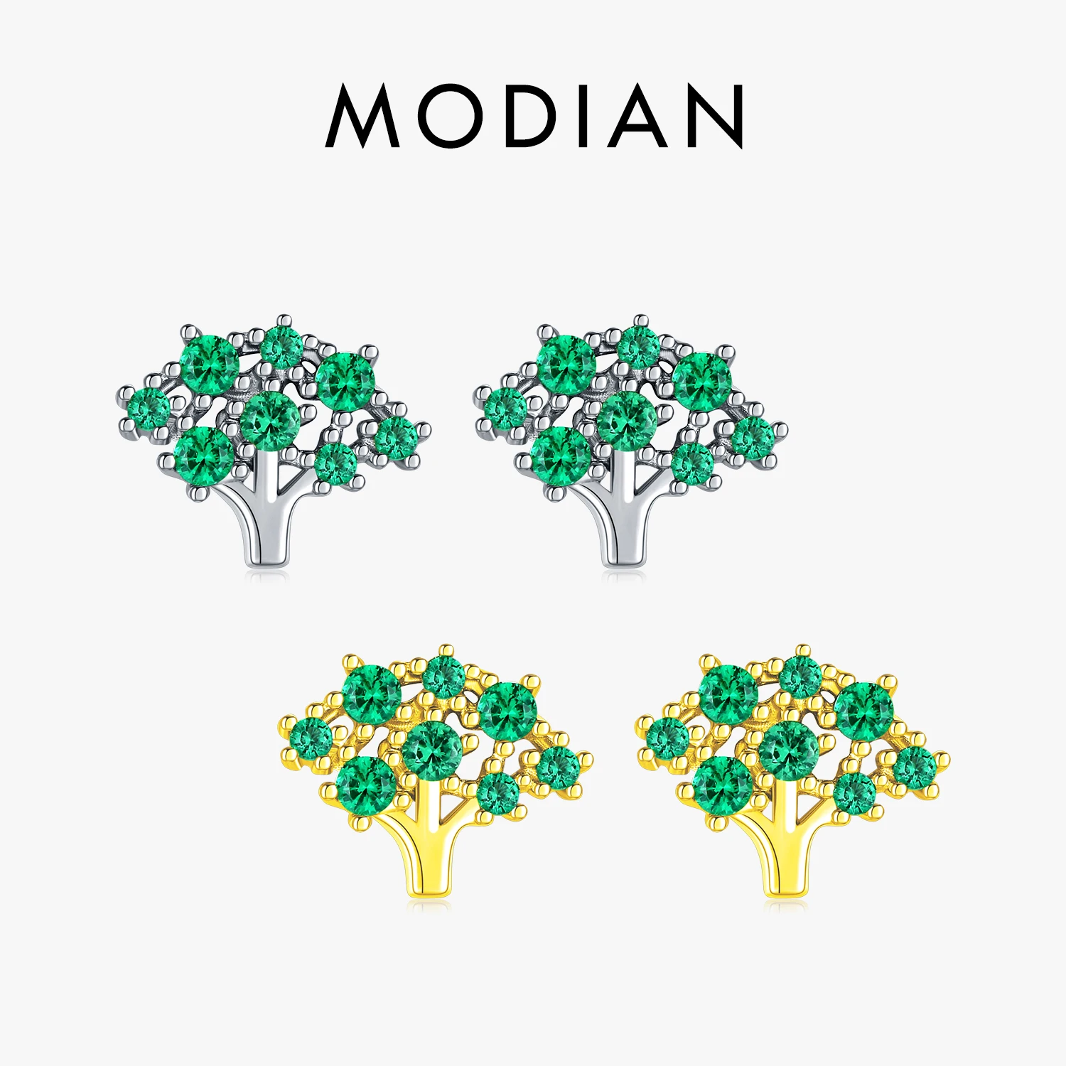 

Простые милые маленькие серьги-гвоздики Modian с брокколи из чистого серебра 925 пробы, маленькие модные серьги-гвоздики для женщин и детей, Изящные Ювелирные изделия