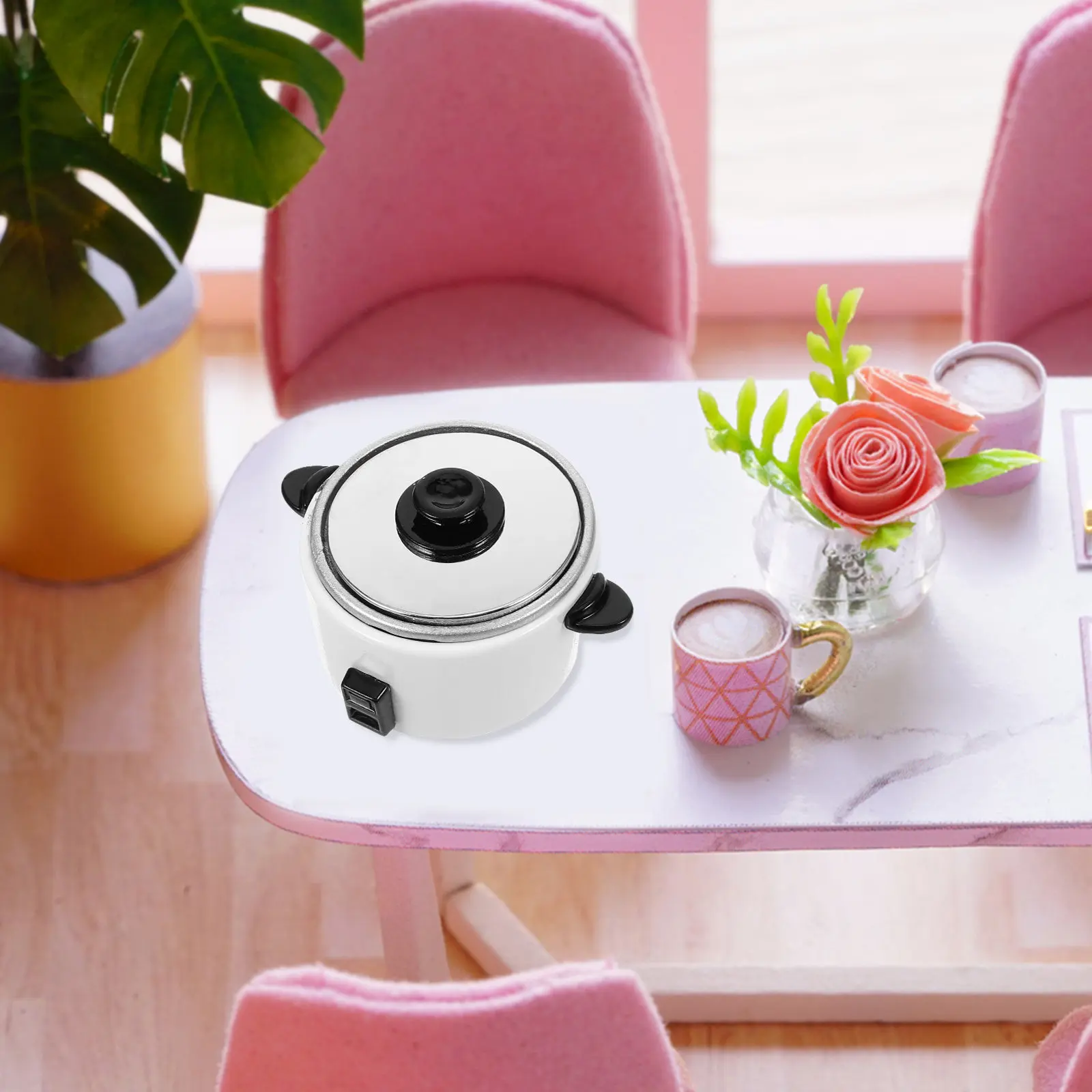 Miniature Rice Cooker Small Metal Electric Cooker Prop Mini House Kitchen Decoration Realistic Pretend Play Supplies view 6