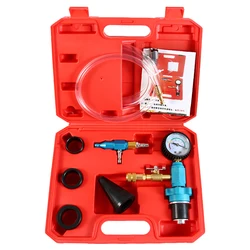 Car Radiator Cooling Antifreeze Replacement Tool Kit With Vacuum Gauge Adapter Hoses Water Tank Coolant Vacuum Refill Kit