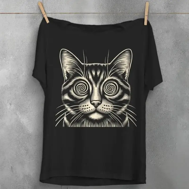 Psychedelic Cat T Shirt Crust Punk Dark Academia Witch Clothing