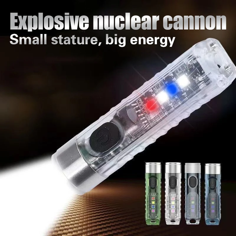 

1PC Rechargeable Mini Keychain Flashlight With 10 Modes And Magnetic Base - Ideal For Camping And Outdoor Activities