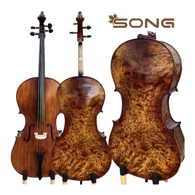 Professional Unique SONG Cello 4/4, Rare good Bird's eye maple back,old spruce top