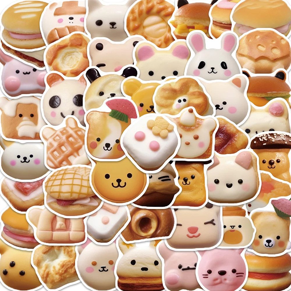 10/30/50pcs Kawaii Funny Animal Cookies Aesthetic Stickers Decals Laptop Scrapbook Suitcase Decoration Kids Classic Toy Sticker