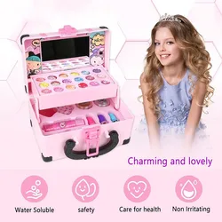 Juguetes cosméticos de maquillaje para niñas, casa de juego de princesa, pintalabios, sombra de ojos, esmalte de uñas no tóxico, regalo de cumpleaños para niños