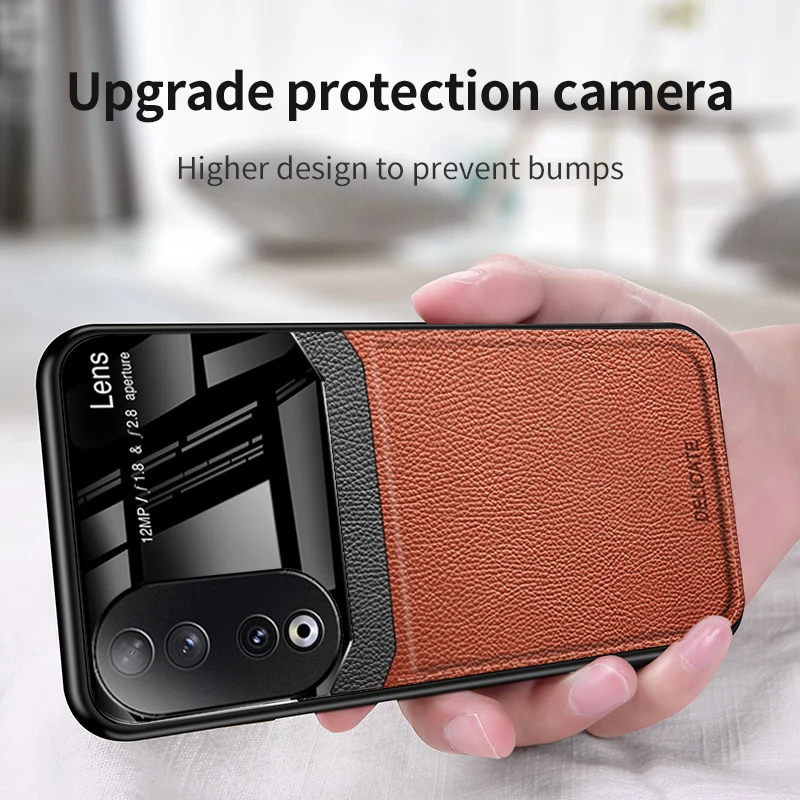 New Luxury Original Leather back Case For Honor 90Pro 90 Pro Camera Protect Phone Cover For Honor90 90 Pro Silicone Frame Coque