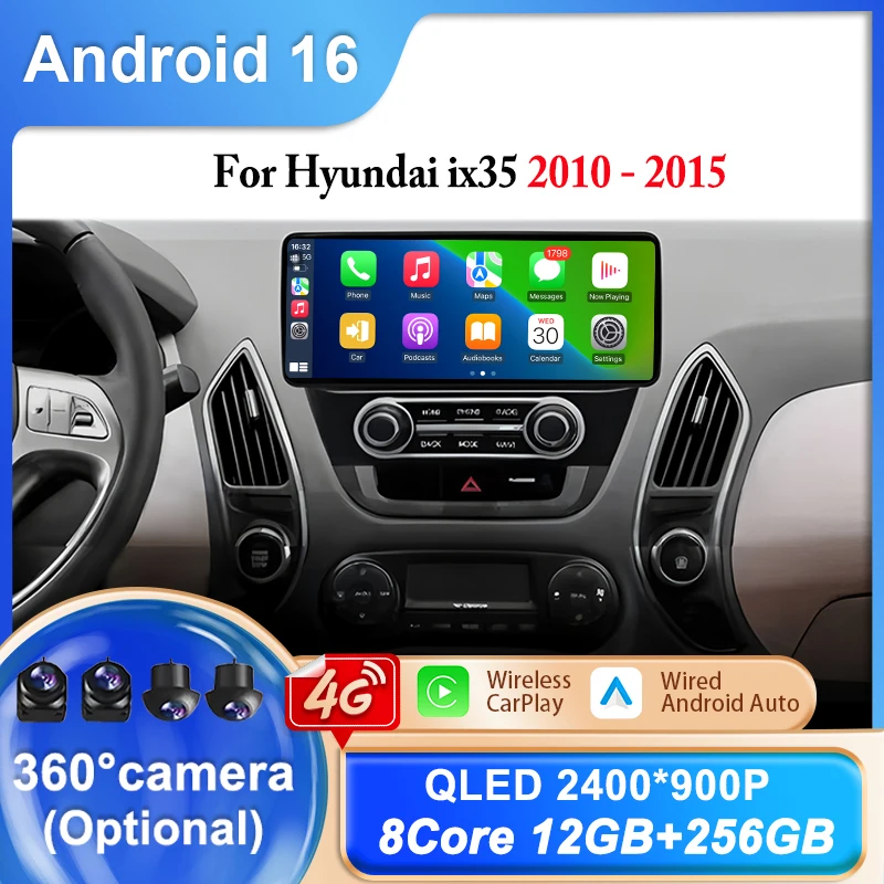 12.3 inch Android 16 DSP Stereo for Hyundai IX35 2010 - 2015 Navigation GPS Car Video Multimedia Radio Player Split Screen WIFI
