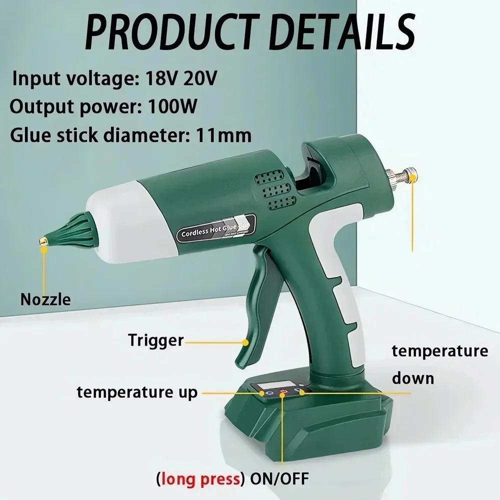 Hot Melt Glue Gun For Makita/Dewalt/Bosch/Milwaukee/Ryobi 18V Lithium Battery For Arts&Crafts&DIY Electric Heat Repair Tool NEW