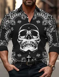 Skull Halloween Casual Men's Formal Shirt Button Shirt Long Sleeve Business Daily Autumn Spring Summer 3D Shirt Collar Button