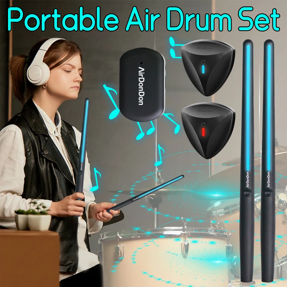 

Портативная воздушная барабанная установка, датчик ножки воздушного барабана, Bluetooth-совместимый адаптер для воздушного барабана, реалистичный эффект для начинающих профессионалов
