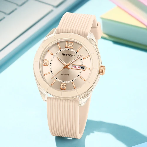 Imagen 2 del producto Reloj de cuarzo SANDA para mujer, resistente al agua, fecha automática, semana, elegante reloj de pulsera de lujo para mujer, relojes analógicos impermeables para mujer