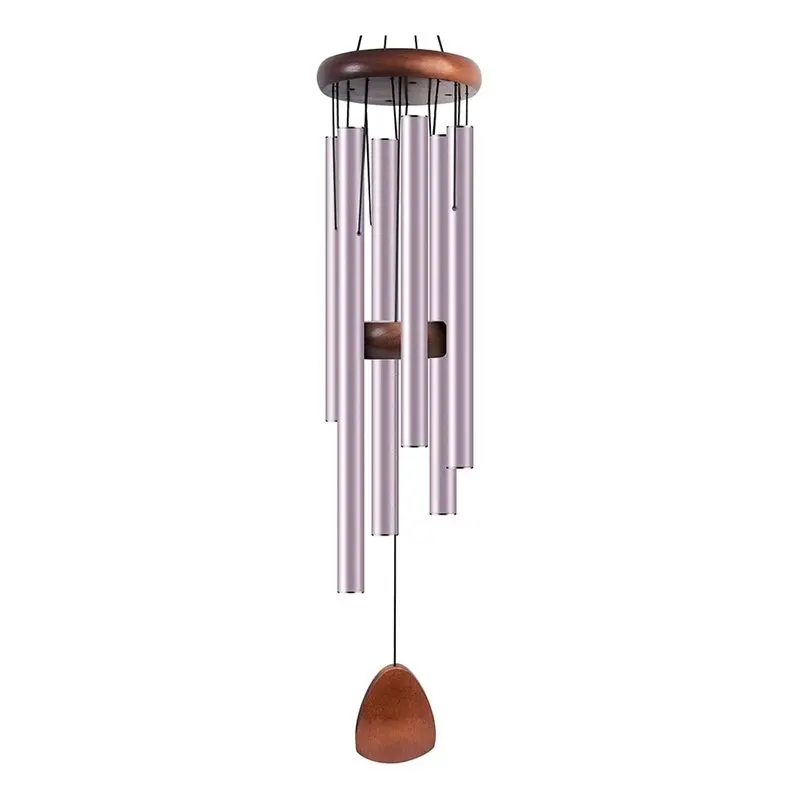 

【ПРАВЛЯЮЩИЙ РЫЧАГ!】Деревянная бирка в комплекте, 6 металлических трубок, колокольчики, ретро-стиль для двора, коридора, декора балкона, деревянные металлические трубы