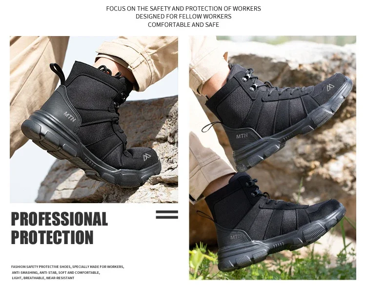 Stahlkappen-Arbeitsschuhe Unzerstörbare Sicherheitsschuhe für Männer Stoßfeste, durchtrittsichere Bergbaustiefel Modische Herren-High-Top-Stiefel Sneakers – Detail 15