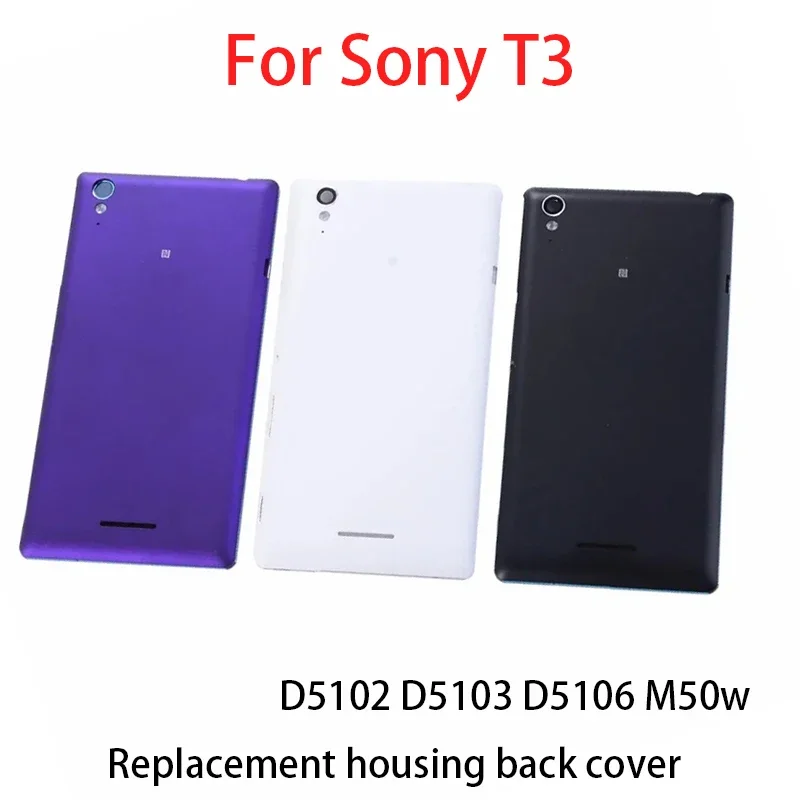 For Sony Xperia T3 D5102 D5103 D5106 M50w Battery Back Cover Rear Lid Panel Shell Housing Case Repair Parts Replacement